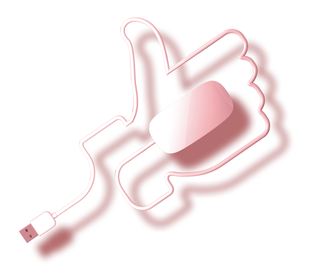 pouce levé fil souris rose